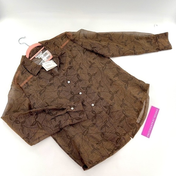 Barry Long Sleeve Button Down Blouse Size L Vintage NWT - Picture 7 of 11